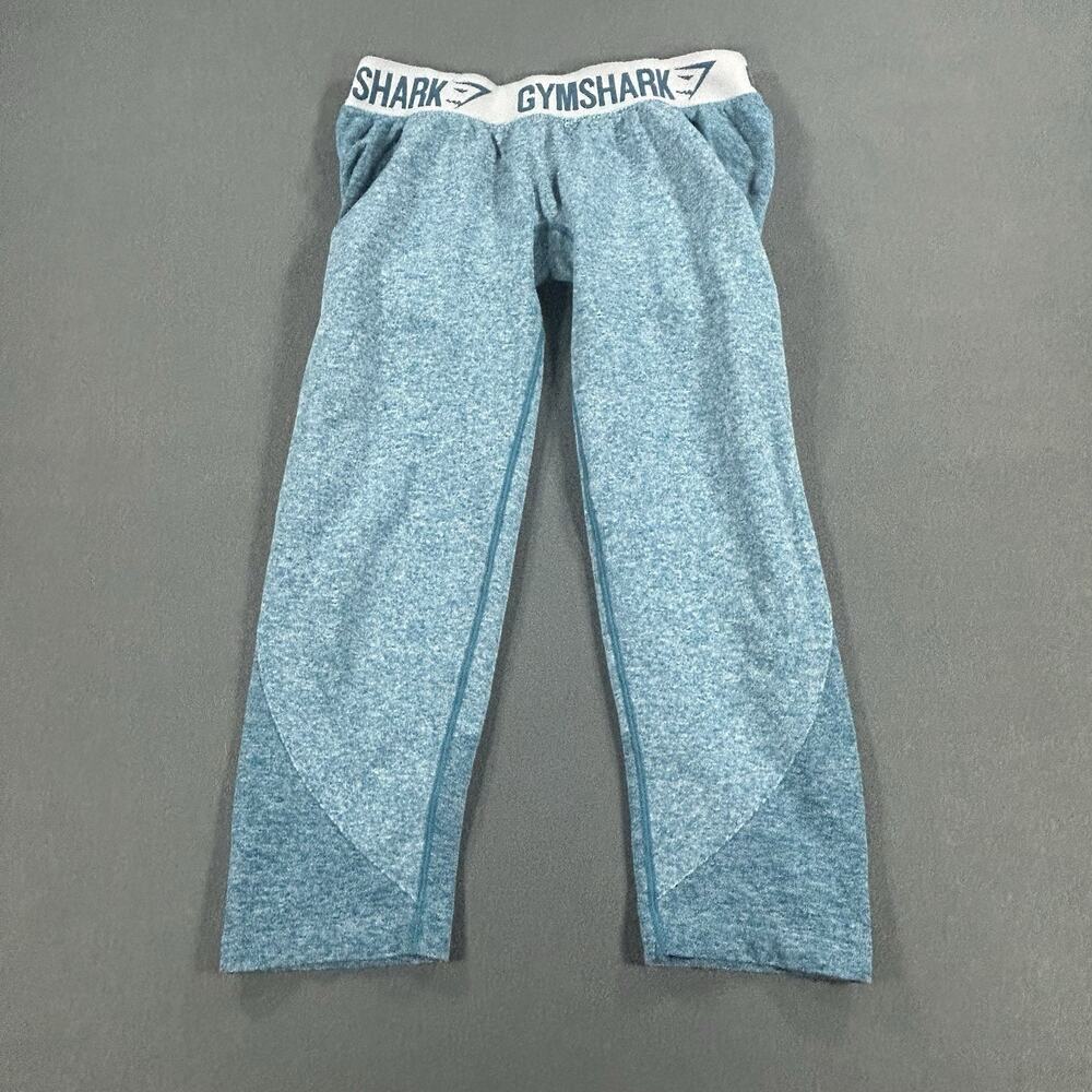 Gymshark Blue Flex Seamless Crop Leggings Low Rise Logo Waistband Size M/L?